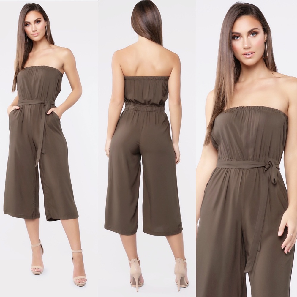 Cropped romper in Olive green